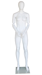 5'11" Abstract Matte White Egghead Female Mannequin with Adjustable Arms