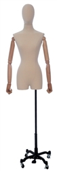 Female Dress Form with Wooden Adjustable Arms - Black Dress Maker Base