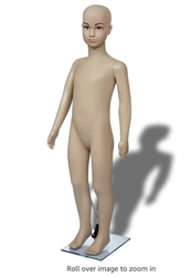 Unbreakable Child Mannequin in Tan with Realistic Facial Features.