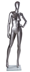 Matte Silver Female Egghead Mannequin - Stylish and Modern Display Option for Your Retail Store