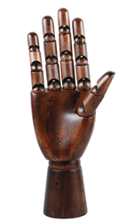 Flexible Posable Wood Hand Display - Dark Stain