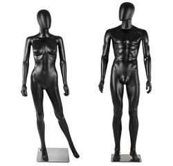 Unbreakable Matte Black Egghead Mannequin Couple