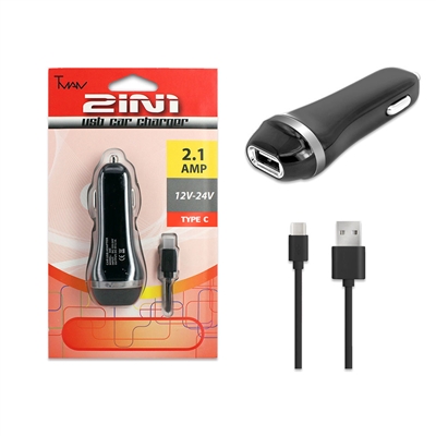 2 IN 1 CAR CHARGER FOR TYPE C BLACK