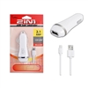 2 IN 1 Car Charger 2.1 Amp For Micro USB V8/ V9 White