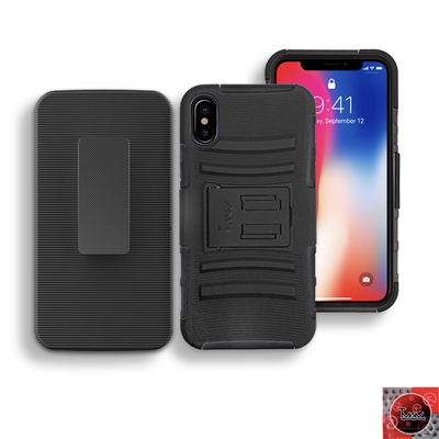 Apple iPhone X Holster Combo Hybrid Kickstand CB5C Black