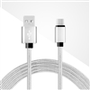 DC03-TYPE C / USB C ( 6 ft ) Braided Nylon Date Sync Charging Cable Silver