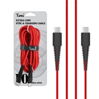 For USB C to USB C 18W Braided Nylon USB Cable 10 ft Red