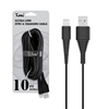 For iPhone Braided Nylon Cable 10 ft Black