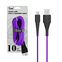 For Type C/ USB C Braided Nylon Cable 10 ft Purple