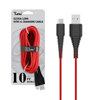 For Type C/ USB C Braided Nylon Cable 10 ft Red