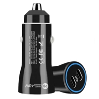 PD 20W + PD 20W DUAL TYPE-C OUTPUTS QUICK CAR CHARGER ADAPTER BLACK