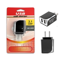 Dual USB 2.1 Amp Wall / Travel Adapter Black