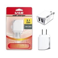 Dual USB 2.1 Amp Wall / Travel Adapter White