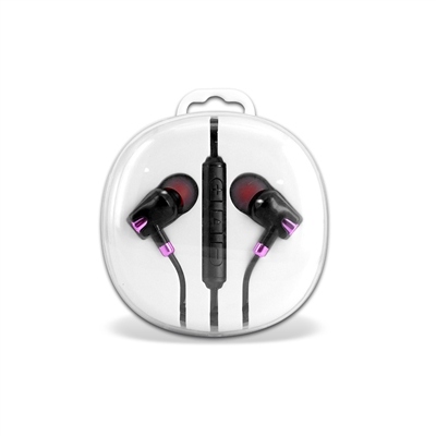 HF04-Purple 3.5mm Deluxe Stereo Earbuds Headsfree Integrated Volume Control