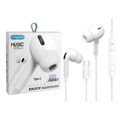 TYPE C STEREO EAR BUD WITH MIC & VOLUM CONTROL WHITE