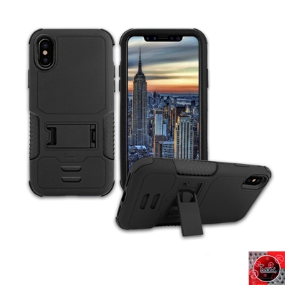 Apple iPhone X Rugged Armor Hybrid Kickstand Case HYB11 Black