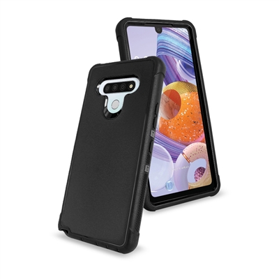 LG Stylo 6 Slim Defender Cover Case HYB12 Black/Black