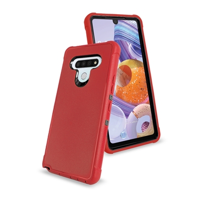 LG Stylo 6 Slim Defender Cover Case HYB12 Red/Black