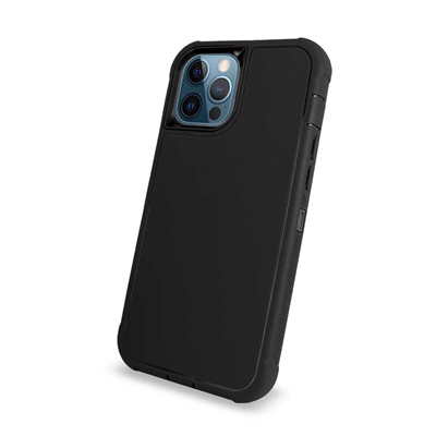 Apple iPhone 12/ iPhone 12 Pro (6.1") Slim Armor Rugged Defender Hybrid Cover Case HYB12 Black/Black