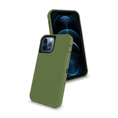 iPhone 14 (6.1") Slim Armor Rugged Defender Hybrid Cover Case HYB12 Green/Black