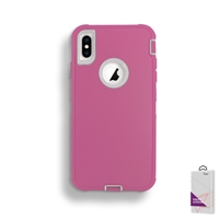 Apple iPhone X/ Xs Slim Defender Cover Case HYB12 Pink/White