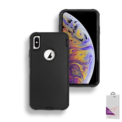 Apple iPhone Xs Max Slim Defender Cover Case HYB12 Black/Black