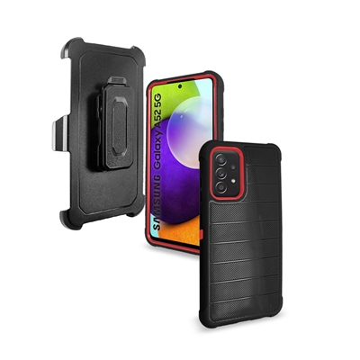 Samsung Galaxy A52 5G Heavy Duty Armor Rugged Cover Case HYB12C Black/Red