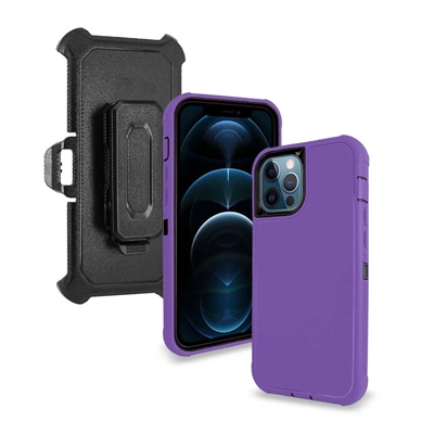 Apple iPhone 11 (6.1") Heavy Duty Armor Rugged Cover Case HYB12C Purple/Black