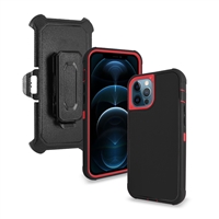 Apple iPhone 13 Pro Max (6.7") Heavy Duty Armor Rugged Cover Case HYB12C Black/Red