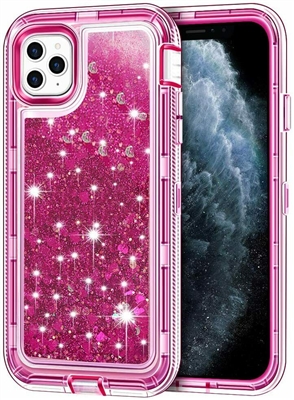 iPhone 12/ 12 Pro 6.1" Glitter OBox Hybrid Cover Case HYB26 Hot Pink