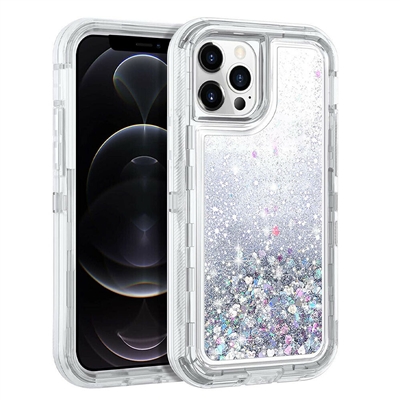 iPhone 12/ 12 Pro 6.1" Glitter OBox Hybrid Cover Case HYB26 Silver