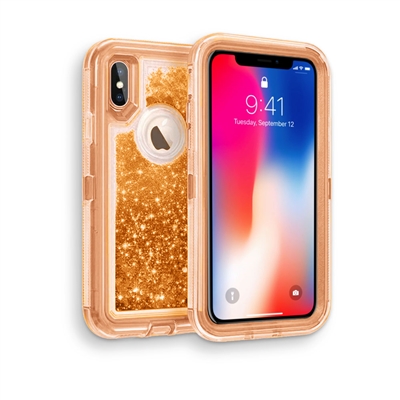 iPhone XS MAX Glitter OBox Hybrid Cover Case HYB26 Rose Gold