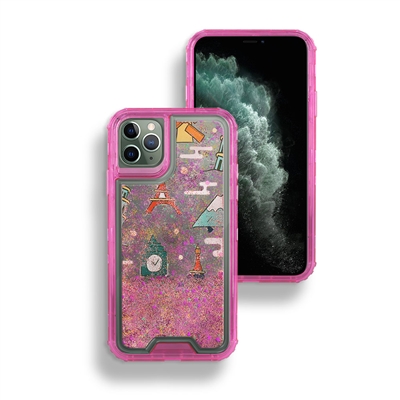 iPhone 11 (6.1") Liquid Glitter Quicksand Hybrid Cover Case HYB26 Design 04