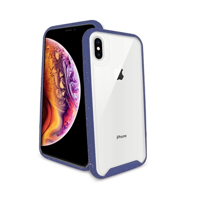 iPhone 8 Plus/ 7 Plus/ 6 Plus Paint splatter accent Synthetic rubber+Clear polycarbonate shell HYB31 Blue