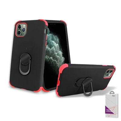 iPhone 11 Pro Max (6.5") Hybrid Ring Kickstand Case HYB32 Black/ Red