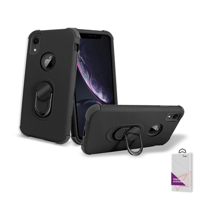 iPhone Xs Max Hybrid Ring Kickstand Case HYB32 Black/Black