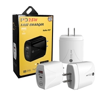 25W Type C + USB Fast Wall Charger Adaptor White