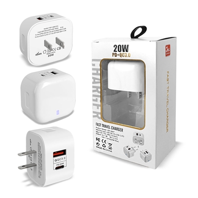 Real Quick Charger 20W PD USB-C + USB A Wall Adapter White