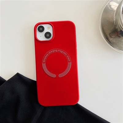 iPhone 14 Plus 6.7" Liquid Silicone Gel Skin Wireless Charging Case Red