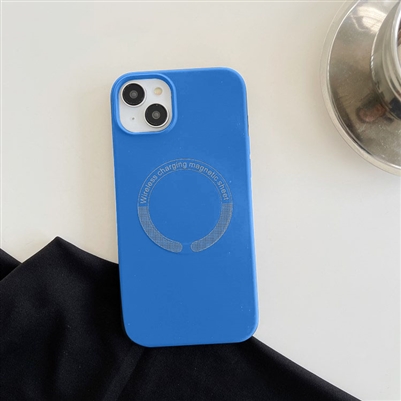 iPhone 14 Pro Max 6.7" Liquid Silicone Gel Skin Wireless Charging Case Blue