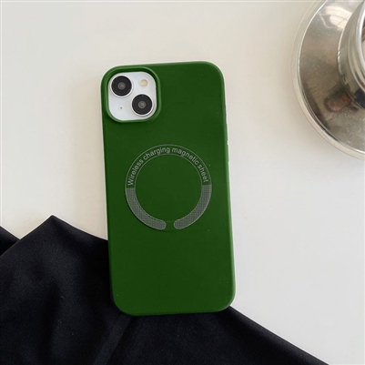 iPhone 14 Pro Max 6.7" Liquid Silicone Gel Skin Wireless Charging Case Green