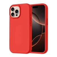 iPhone 16 Pro Liquid Silicone Gel Skin Wireless Charging Case Red