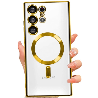 SAMSUNG GALAXY S24 ULTRA WIRELESS CHARGING TPU CASE WITH CHROME EDGE & CAMERA COVER GOLD