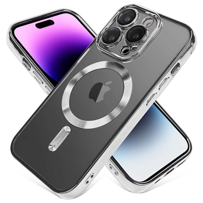 IPHONE 13 PRO MAX WIRELESS CHARGING TPU CASE WITH CHROME EDGE & CAMERA COVER SILVER