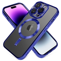 IPHONE 14 PRO MAX WIRELESS CHARGING TPU CASE WITH CHROME EDGE & CAMERA COVER BLUE