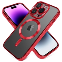 IPHONE 14 WIRELESS CHARGING TPU CASE WITH CHROME EDGE & CAMERA COVER RED