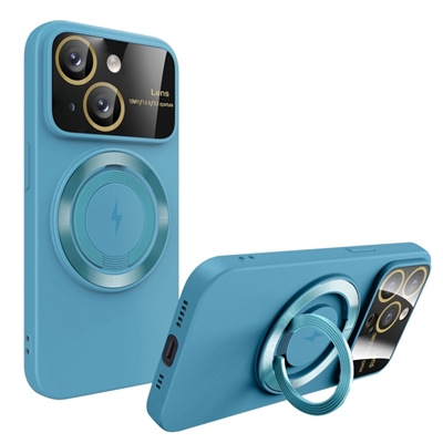 IPHONE 11 TPU CASE WITH CAMERA COVER &  WIRELESS CHARGING RING STAND SKY BLUE