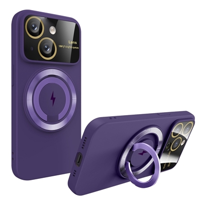 IPHONE 11 TPU CASE WITH CAMERA COVER &  WIRELESS CHARGING RING STAND PURPLE