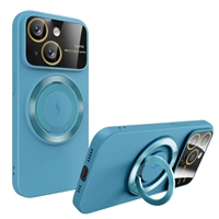 IPHONE 14 PRO MAX TPU CASE WITH CAMERA COVER &  WIRELESS CHARGING RING STAND SKY BLUE
