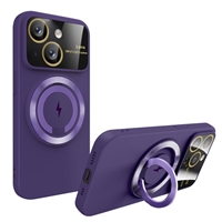 IPHONE 14 PRO MAX TPU CASE WITH CAMERA COVER &  WIRELESS CHARGING RING STAND PURPLE